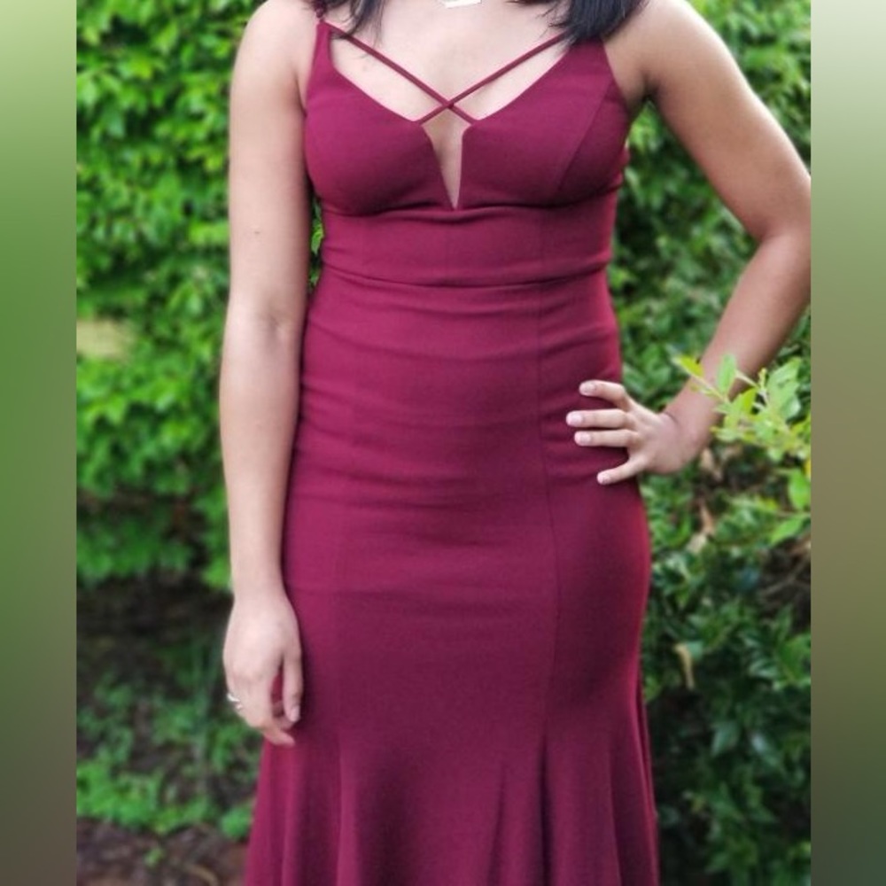 burgundy prom dress